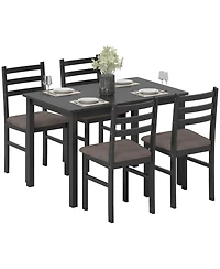 Homcom 5-Piece Dining Table Set with Upholste Chairs