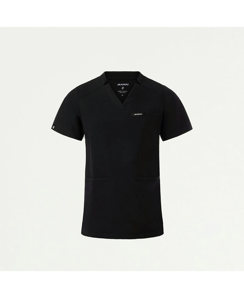 Jaanuu Women's Helia 3-Pocket Slim Notched V-Neck Scrub Top