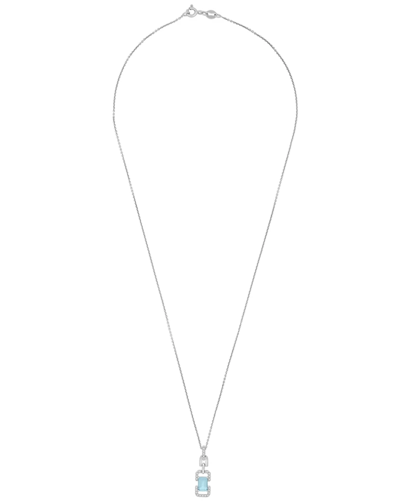Macy's White Topaz (1/6 ct. t.w.) and Blue Topaz (5/8 ct. t.w.) Drop Pendant Necklace in Sterling Silver
