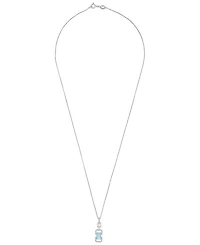Macy's White Topaz (1/6 ct. t.w.) and Blue Topaz (5/8 ct. t.w.) Drop Pendant Necklace in Sterling Silver