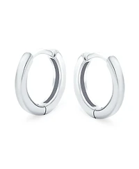 Bling Jewelry Set of 2 Classic Thin Hoop Huggie Earrings Silver Gold Plated Sterling Silver