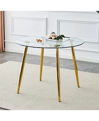 Streamdale Furniture Streamdale 40" Round Glass Dining Table with Metal Legs