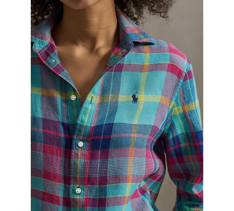 Polo Ralph Lauren Women's Classic Fit Plaid Point Collar Shirt