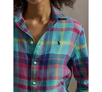 Polo Ralph Lauren Women's Classic Fit Plaid Point Collar Shirt