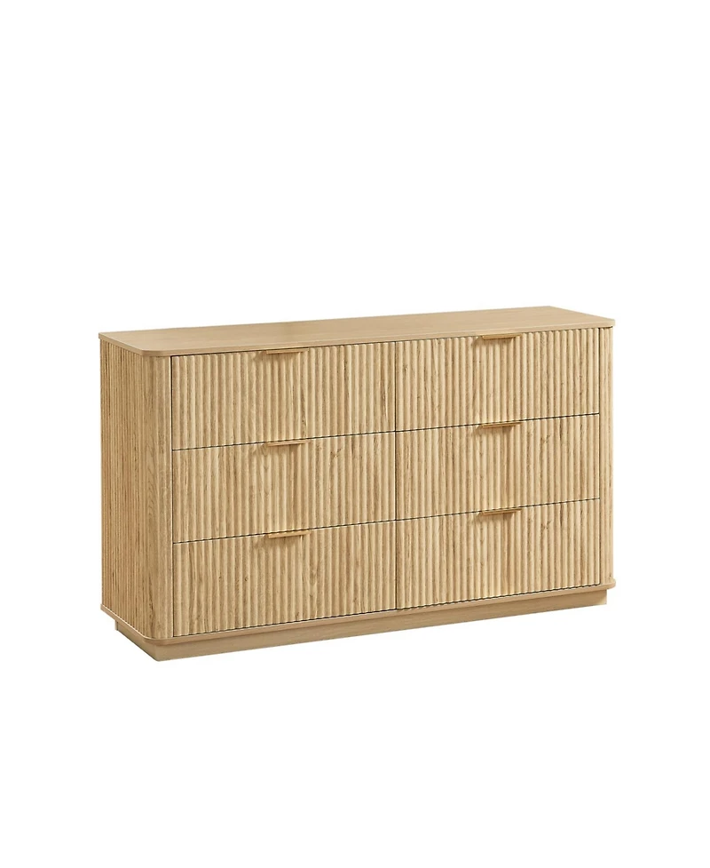 Streamdale Furniture Modern 6-Drawer Dresser, Wide Chest, Walnut