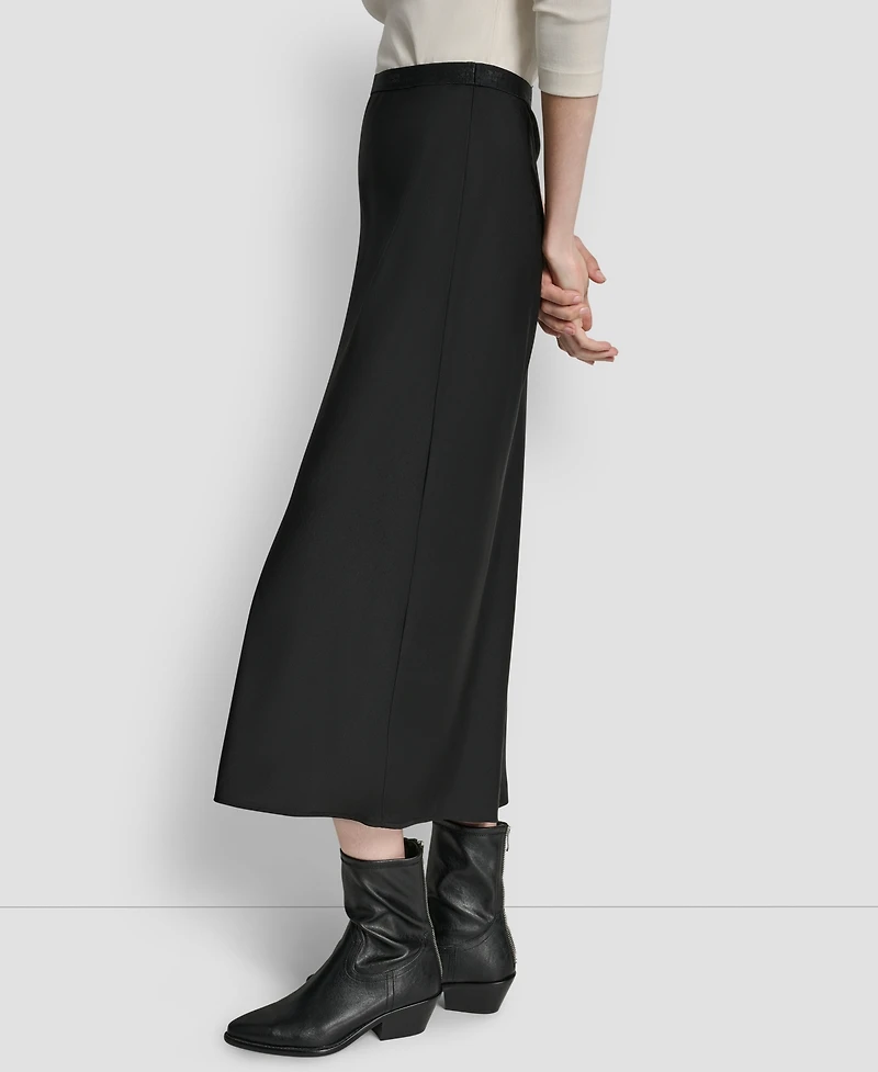 Dkny Jeans Women's Logo Elastic Waistband Slip Skirt