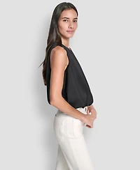 Dkny Jeans Women's Sleeveless Rhinestone Button Bubble Top