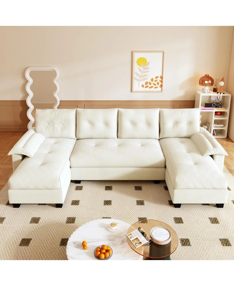 Streamdale Furniture U-Shaped Sleeper Sofa with Pull Out Bed, Removable Armrests & Usb Ports