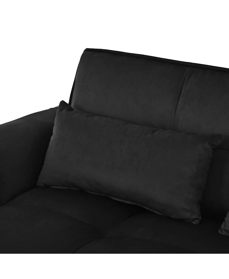 Streamdale Furniture 3-in-1 Velvet Pull-Out Couch Bed with Reclining Backrest & Pillows