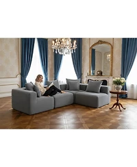 Streamdale Furniture Streamdale Modular L-Shaped Chenille Deep-Seat Couch with Pillows - Grey