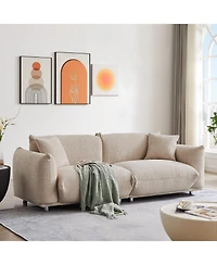 Streamdale Furniture Oversized Sherpa Loveseat Sofa with Metal Legs - Camel