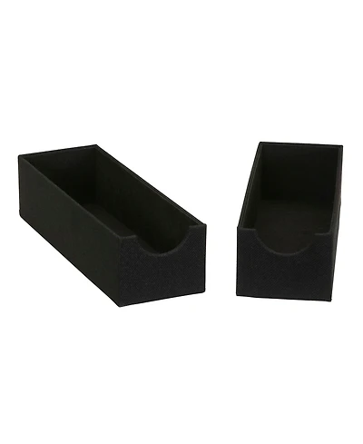 Household Essentials 2-Pack of Drawer Organizers, 3” H x 4” W x 12” D, Black Linen