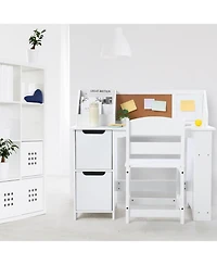 Gaomon Kids Study Desk and Chair Set, Wooden Learning Table with Storage, Hutch and Bulletin Board for Home or School