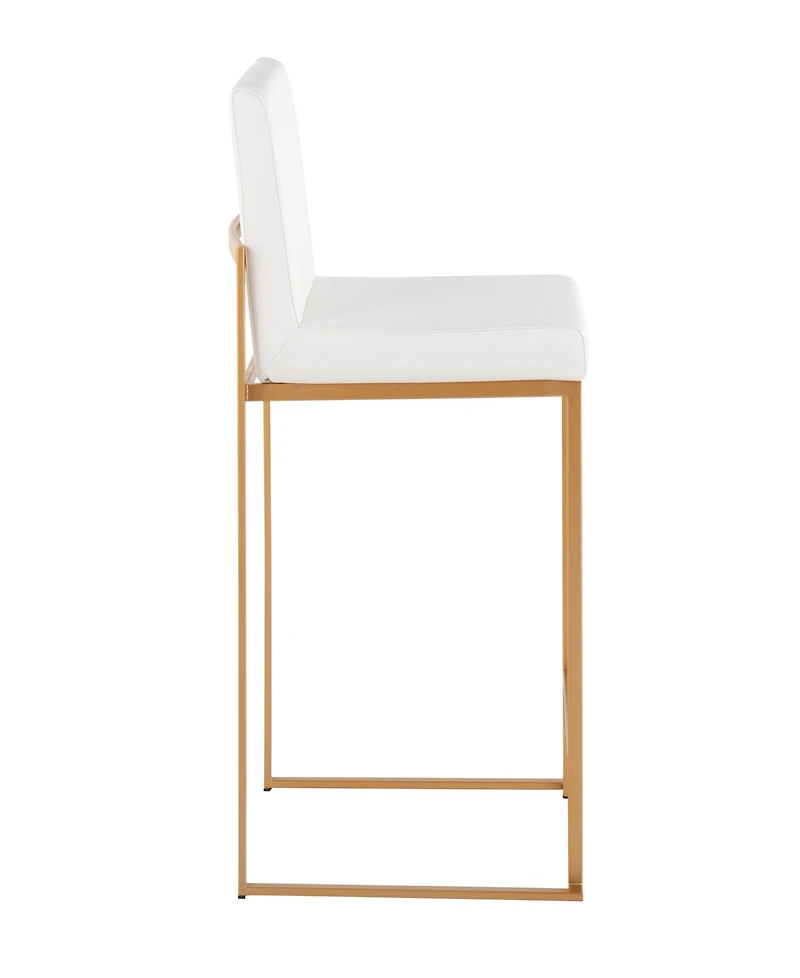 Lumisource Fabric Fuji Contemporary High Back Counter Stool, Set of 3