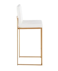 Lumisource Fabric Fuji Contemporary High Back Counter Stool, Set of 3