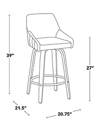 Lumisource Fabric Hannah Transitional Fixed-Height Counter Stool, Set of 2
