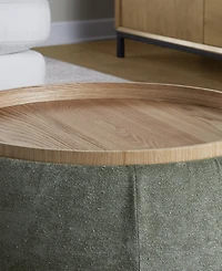 Lumisource 14.75" Fabric Tray Pouf Contemporary Storage Ottoman