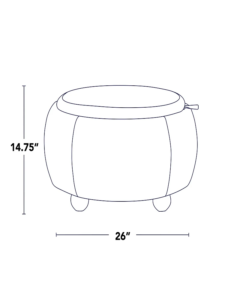 Lumisource 14.75" Fabric Tray Pouf Contemporary Storage Ottoman