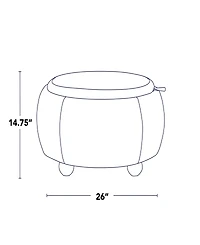 Lumisource 14.75" Fabric Tray Pouf Contemporary Storage Ottoman