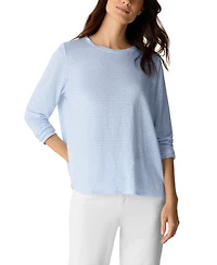 Eileen Fisher Women's Yarn-Dyed Stripe Crewneck T-Shirt, Regular And Petites