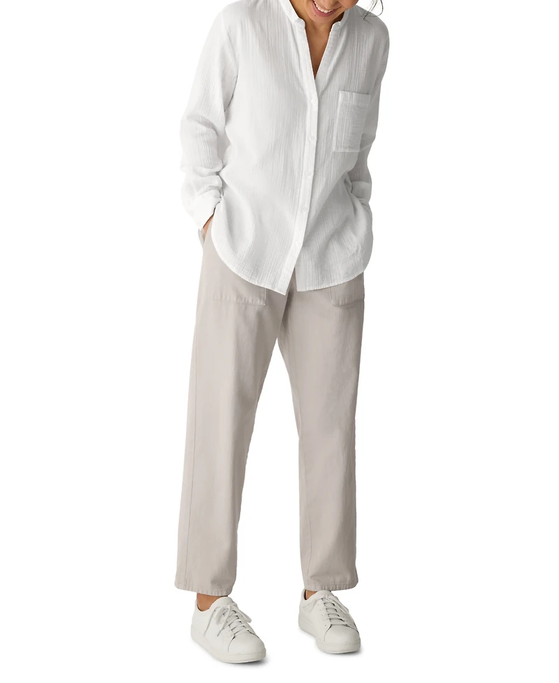 Eileen Fisher Petite Mandarin Collar Top