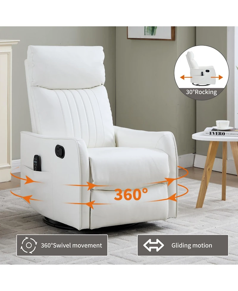 Streamdale Furniture Heat Massage Manual Recliner Chair with Rocker & Swivel