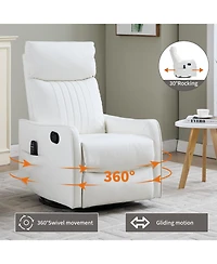 Streamdale Furniture Heat Massage Manual Recliner Chair with Rocker & Swivel