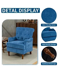 Streamdale Furniture Light Chenille Club Chair with Retro Wooden Legs