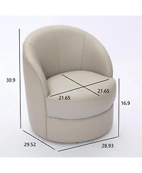 Streamdale Furniture Gream Leather Swivel Chair, 360 Spin, Mid-Century Modern Lounge Chair