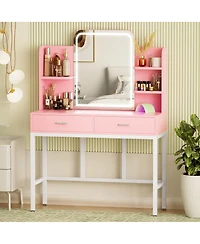 Aheaplus Makeup Vanity with Mirror and Lights, Table Drawers