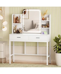 Aheaplus Makeup Vanity with Mirror and Lights, Table Drawers