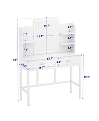Aheaplus Makeup Vanity with Mirror and Lights, Table Drawers