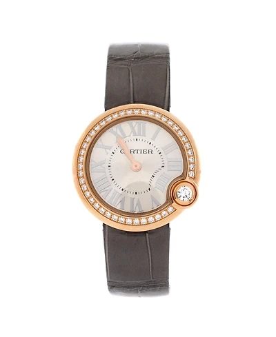 Pre-Owned Cartier Ballon Blanc de Cartier Quartz Watch in Rose Gold with Diamond Bezel and Alligator 30mm