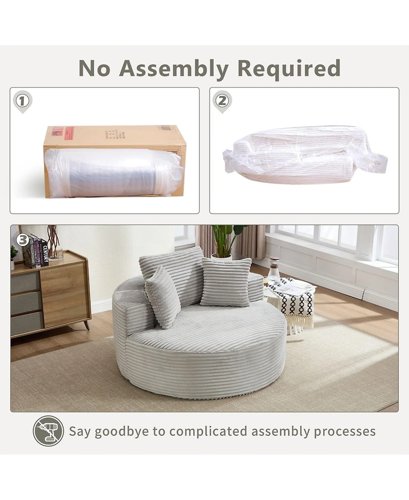 Boyel Living Round Sofa Bed with Memory Foam Sectional Couches for Living Room