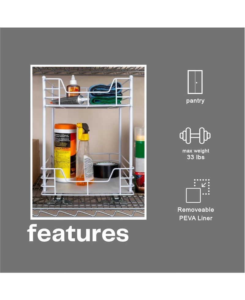 Household Essentials Glidez Steel Pull-Out Storage Organizer, 2 -Tier Design