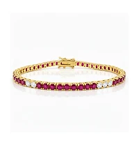 Etoielle Tennis Bracelet with Alternating Created Rubies and Cz 7 Inches