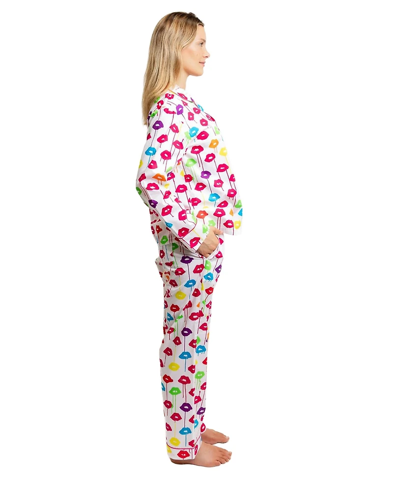 Sant and Abel Women's ganic Cotton Poplin Button Down Long Sleeve Pajama Set