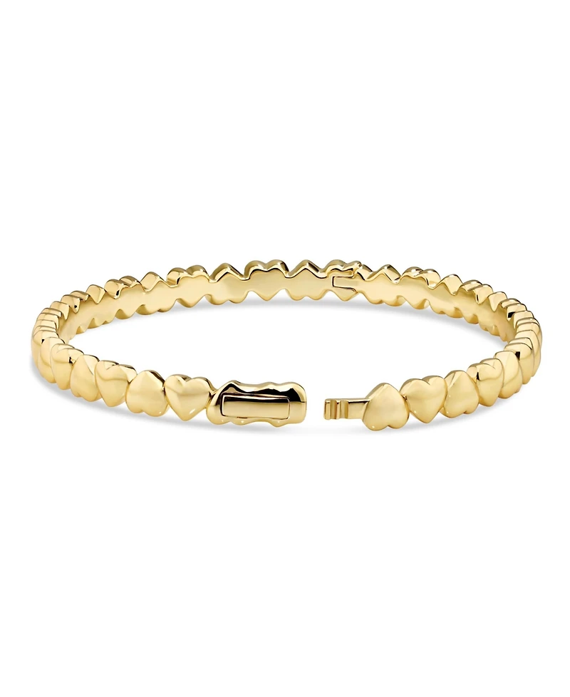 Devata Sweet Heart Eternity Bangle Bracelet in Gold Plated Sterling Silver, Size Medium