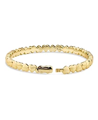 Devata Sweet Heart Eternity Bangle Bracelet in Gold Plated Sterling Silver, Size Medium
