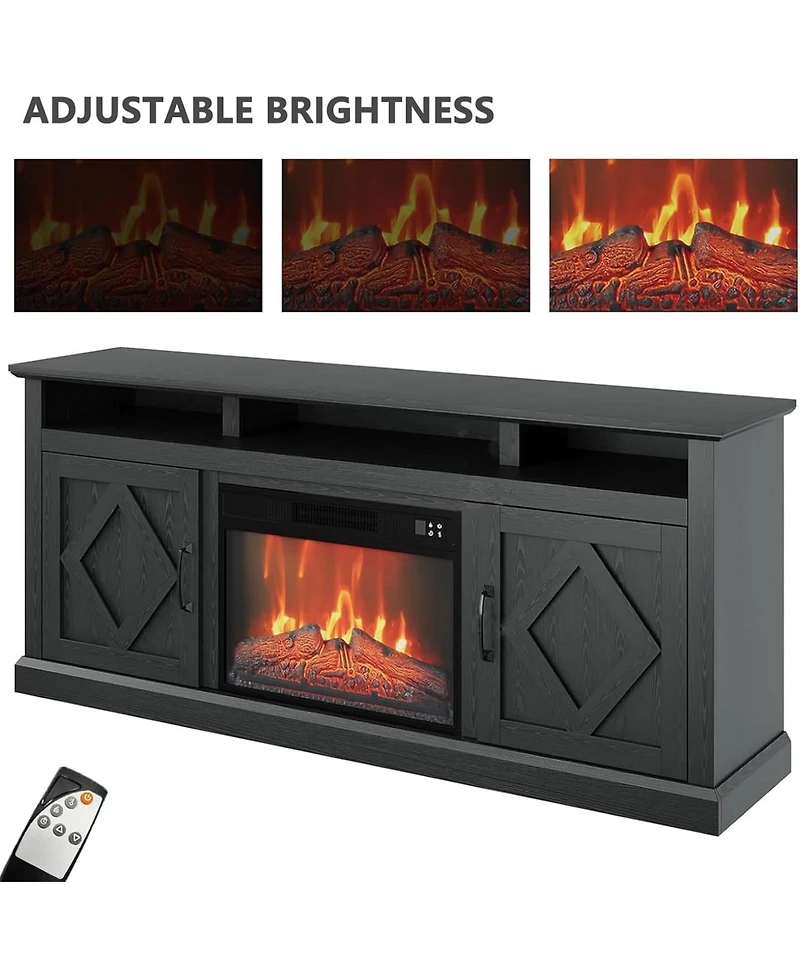 gaomon 67" Fireplace Tv Stand for TVs up to 80" with Storage Cabinets and Shelves, 23" Electric Fireplace, Living Room Bedroom