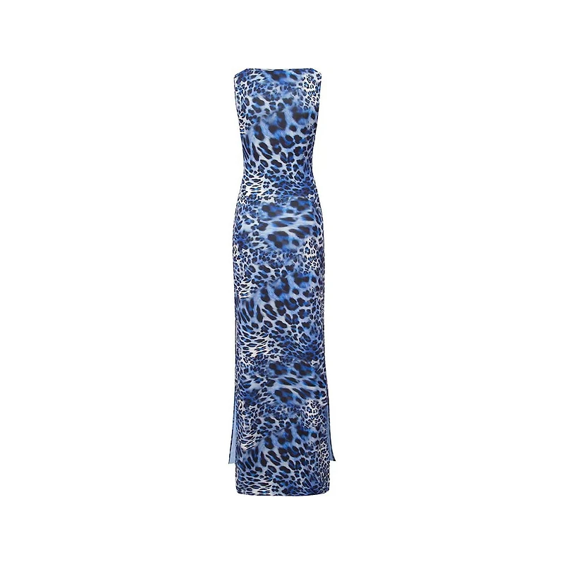 Luna B Women's Goddess Dress Leopard Blue