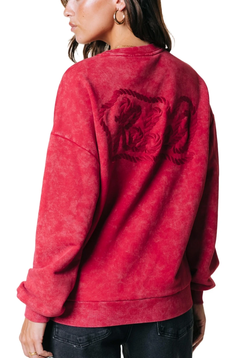 Colourful Rebel Women's Braid Acid Wash Dropped Shoulder Sweaters