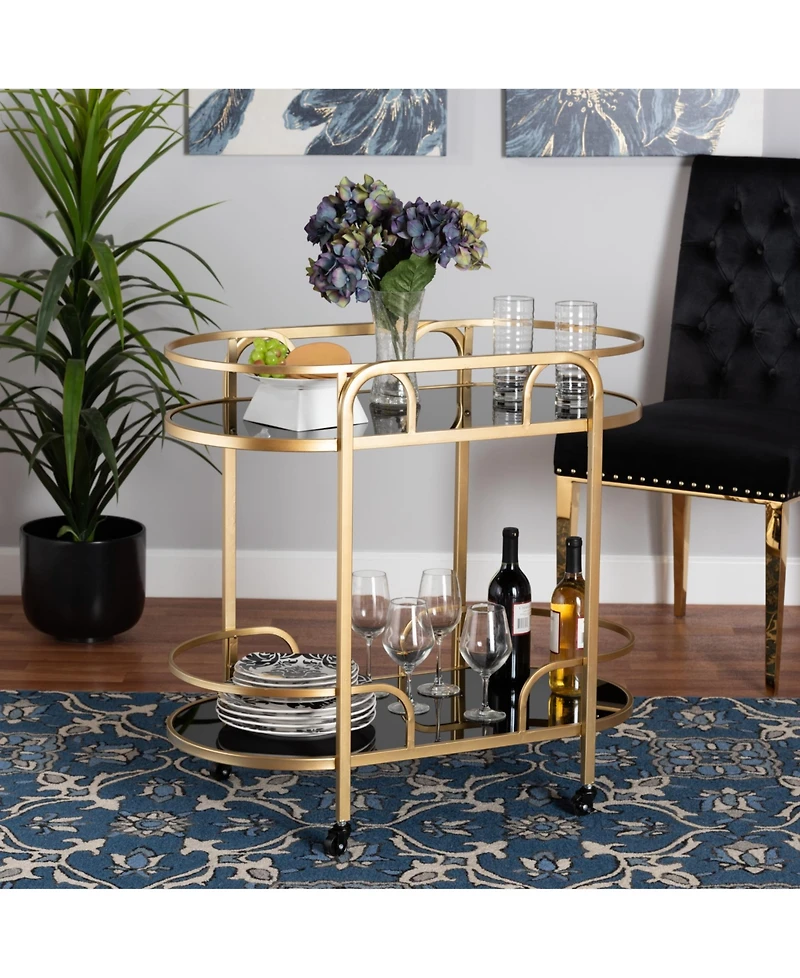 Furniture Leighton 18" Glass Contemporary Wine Cart