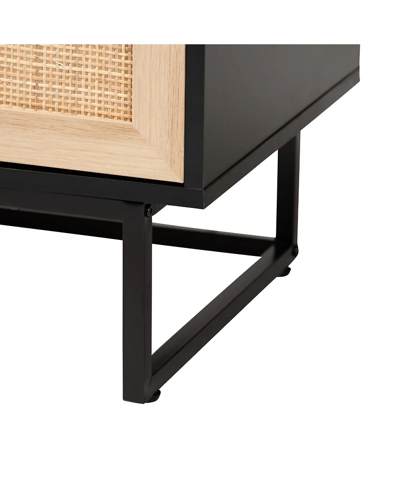 Furniture Declan 15.7" Rattan Mid-Century Storage Cabinet