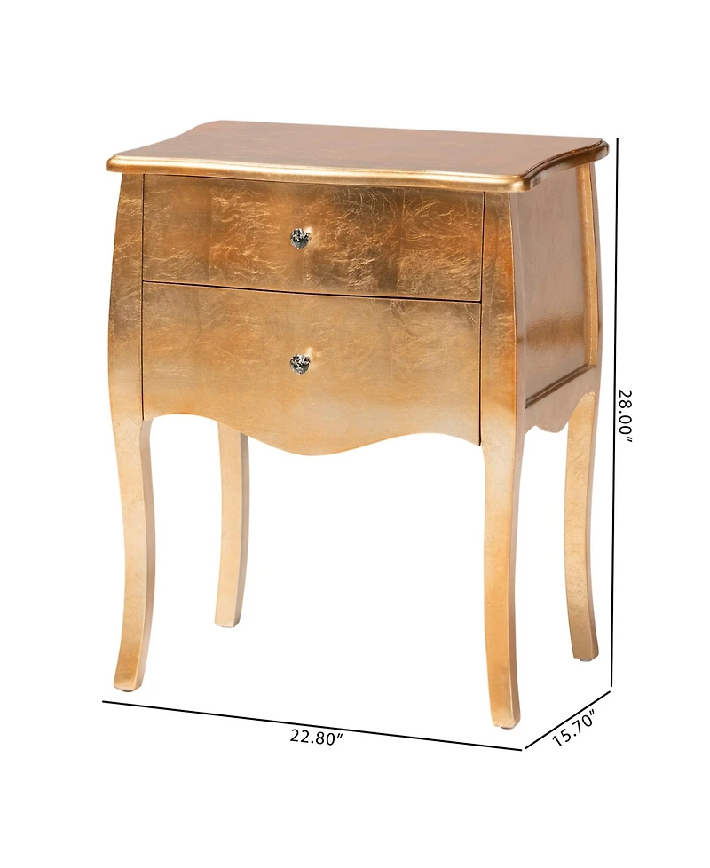 Furniture Patrice 22.8" Wood 2-Drawer End Table