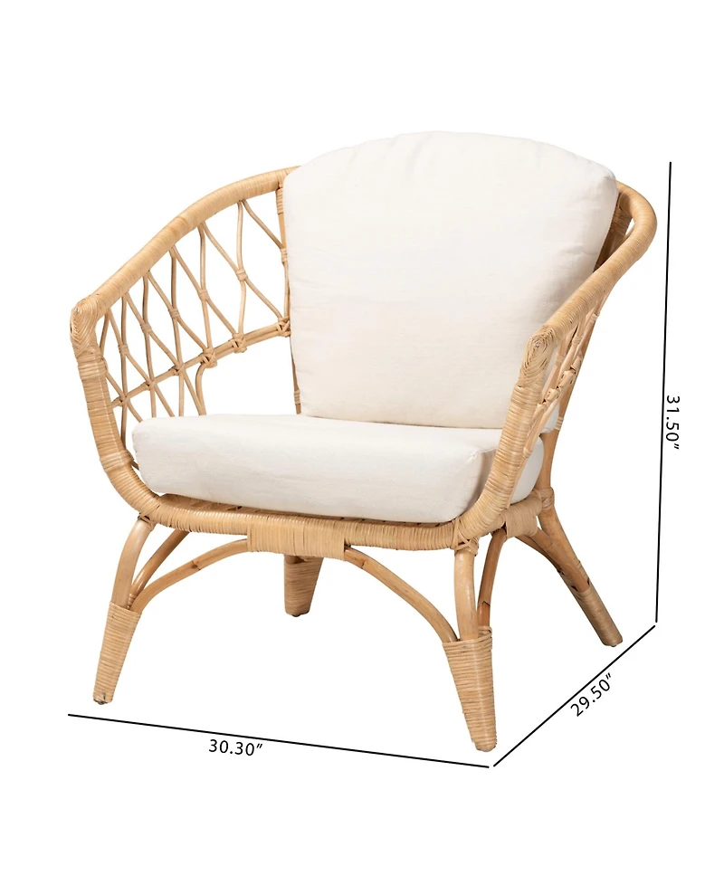 Furniture Feya 29.5" Rattan Bohemian Armchair