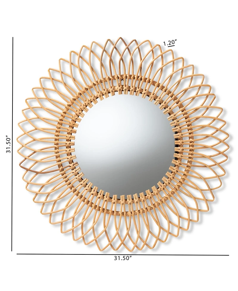 Furniture Bora 31.5" Rattan Bohemian Accent Wall Mirror