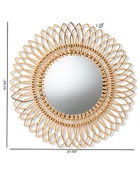 Furniture Bora 31.5" Rattan Bohemian Accent Wall Mirror