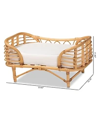 Malino 23.6" Rattan Bohemian Pet Bed with Cushion