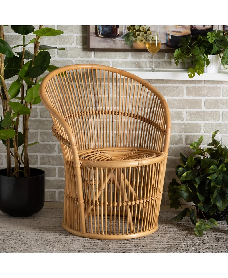 Furniture Narva 31.3" Rattan Bohemian Accent Chair